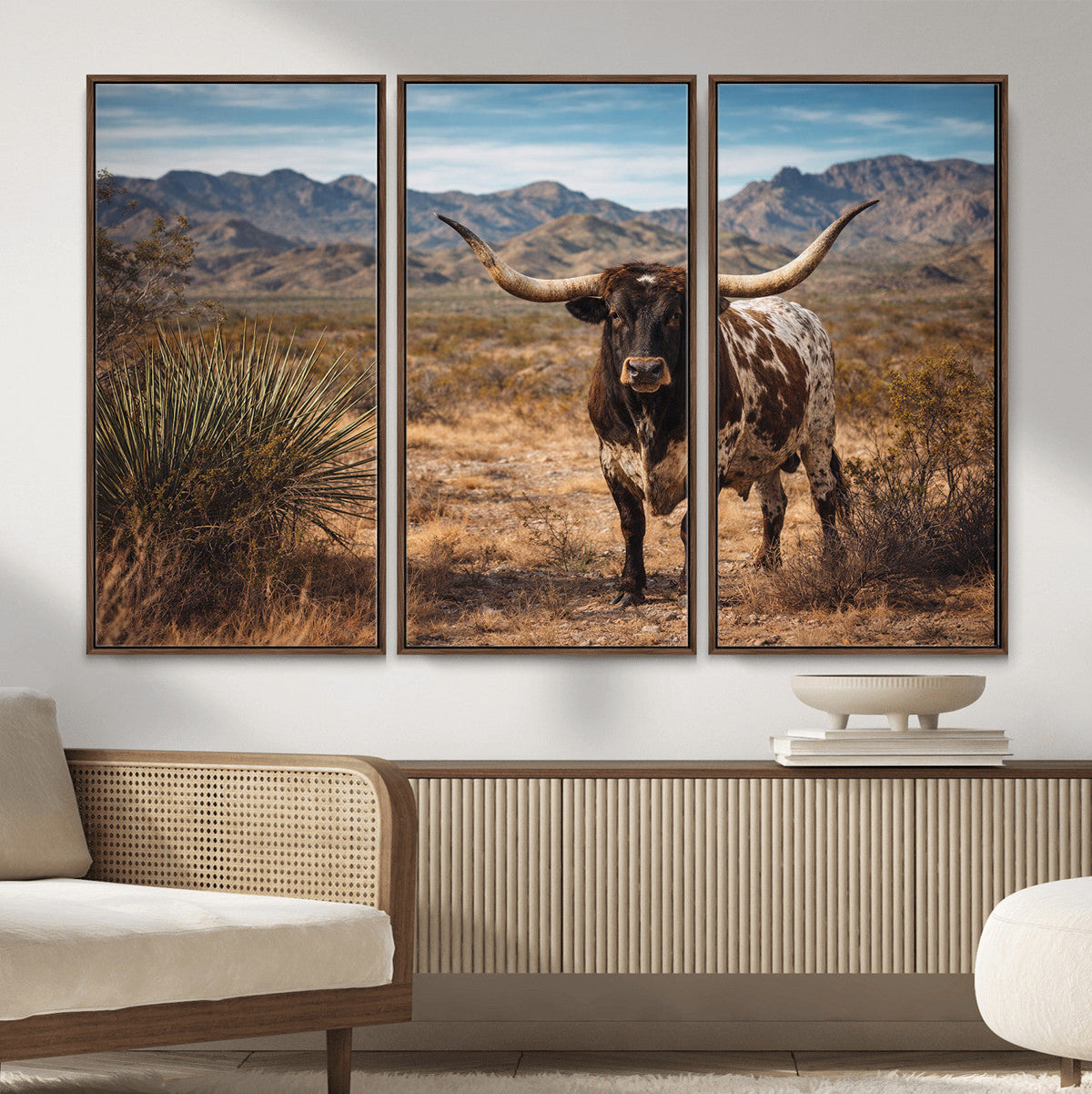 Texas Longhorn Canvas Wall Art Western Bull Desert Moody