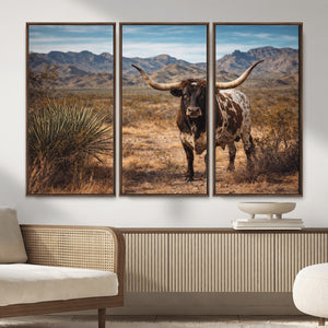 Texas Longhorn Canvas Wall Art Western Bull Desert Moody