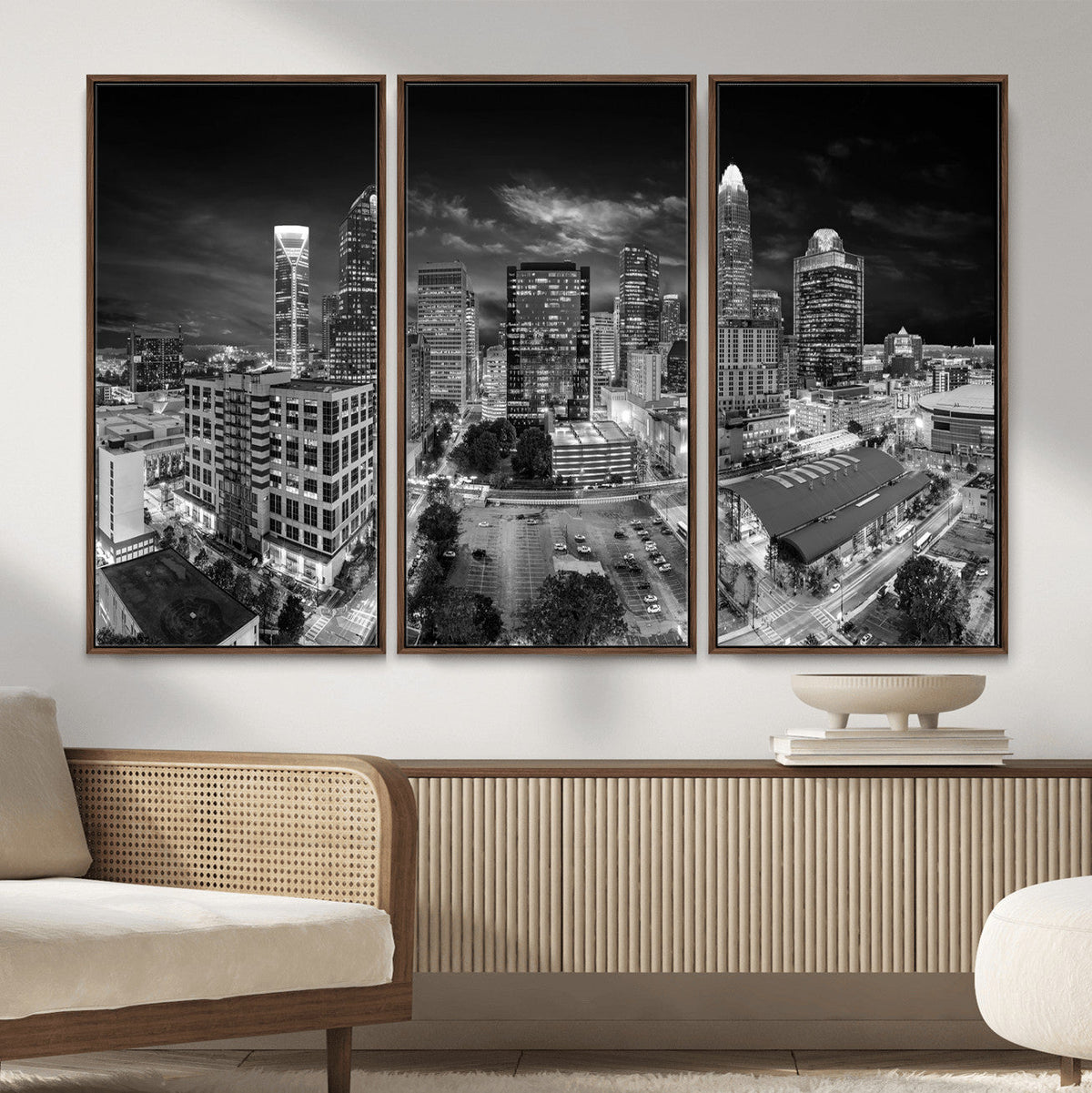 Charlotte Skyline Canvas Wall Art Print – North Carolina Cityscape Photography Print