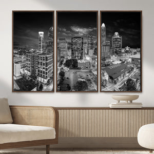 Charlotte Skyline Canvas Wall Art Print – North Carolina Cityscape Photography Print