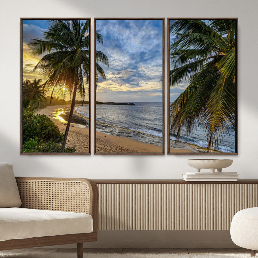 Mar Chiquita Beach Puerto Rico Canvas Wall Art, Manati Caribbean Coastal Photography Print, Tropical Ocean Sunset Decor