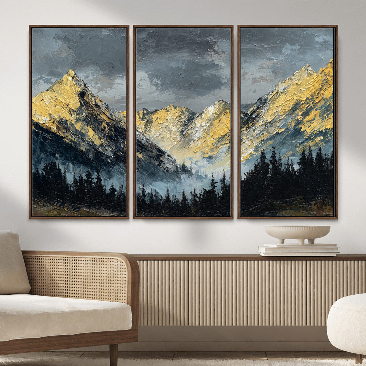 Abstract Mountain Wall Art Canvas Print Modern Landscape Painting Print
