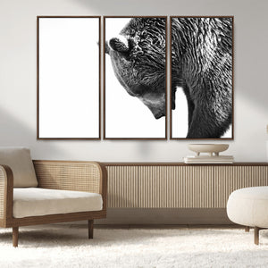 Black and White Grizzly 399 Bear Canvas Print Wall Art |