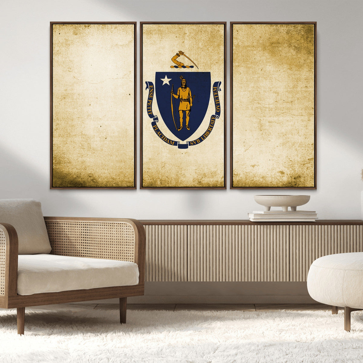 Massachusetts Flag Wall Art Canvas Print
