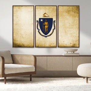 Massachusetts Flag Wall Art Canvas Print
