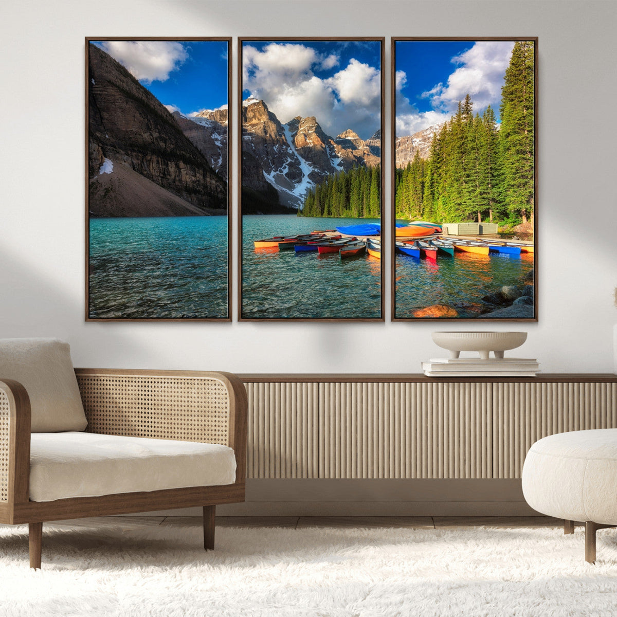 Moraine Lake 3-Panel Wall Art, Majestic Mountain and Lake