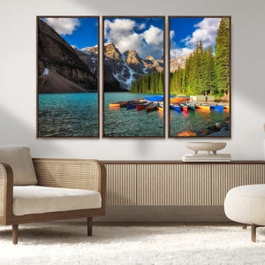 Moraine Lake 3-Panel Wall Art, Majestic Mountain and Lake