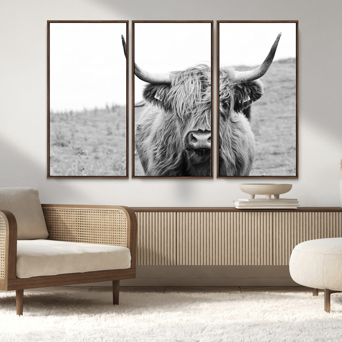Newfoundland Cow Art Wall Art, Black White Cow Art Wall Art