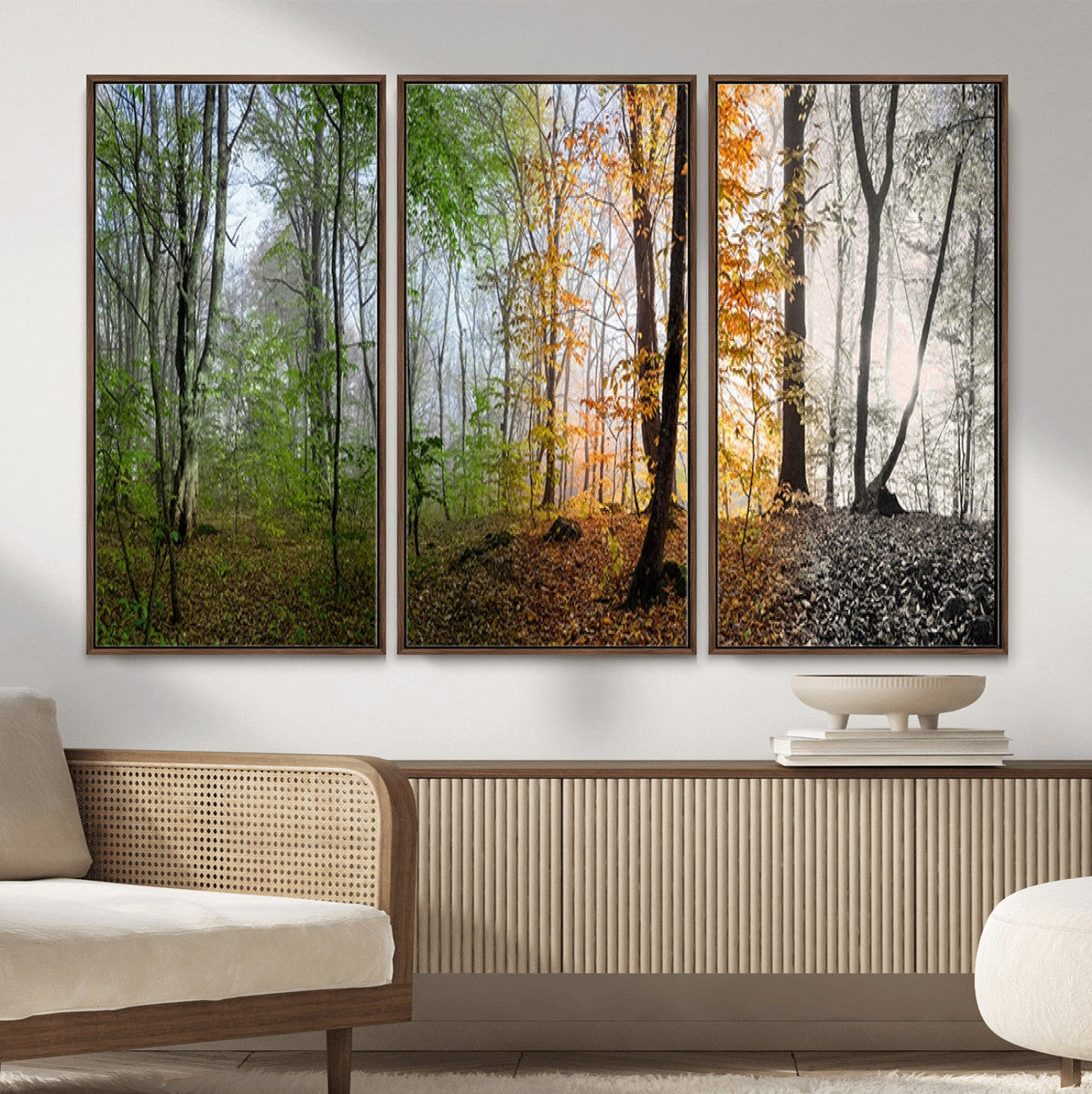 Four Seasons Wall Art Forest Canvas Print – Triptych