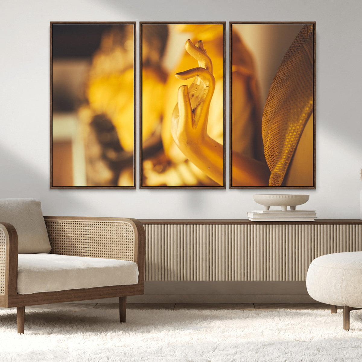 Gold Buddha Statue Hands Wall Art Canvas Print