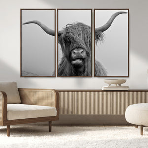 Texas Cow Wall Art Canvas, Texas Longhorn Cattle Canvas