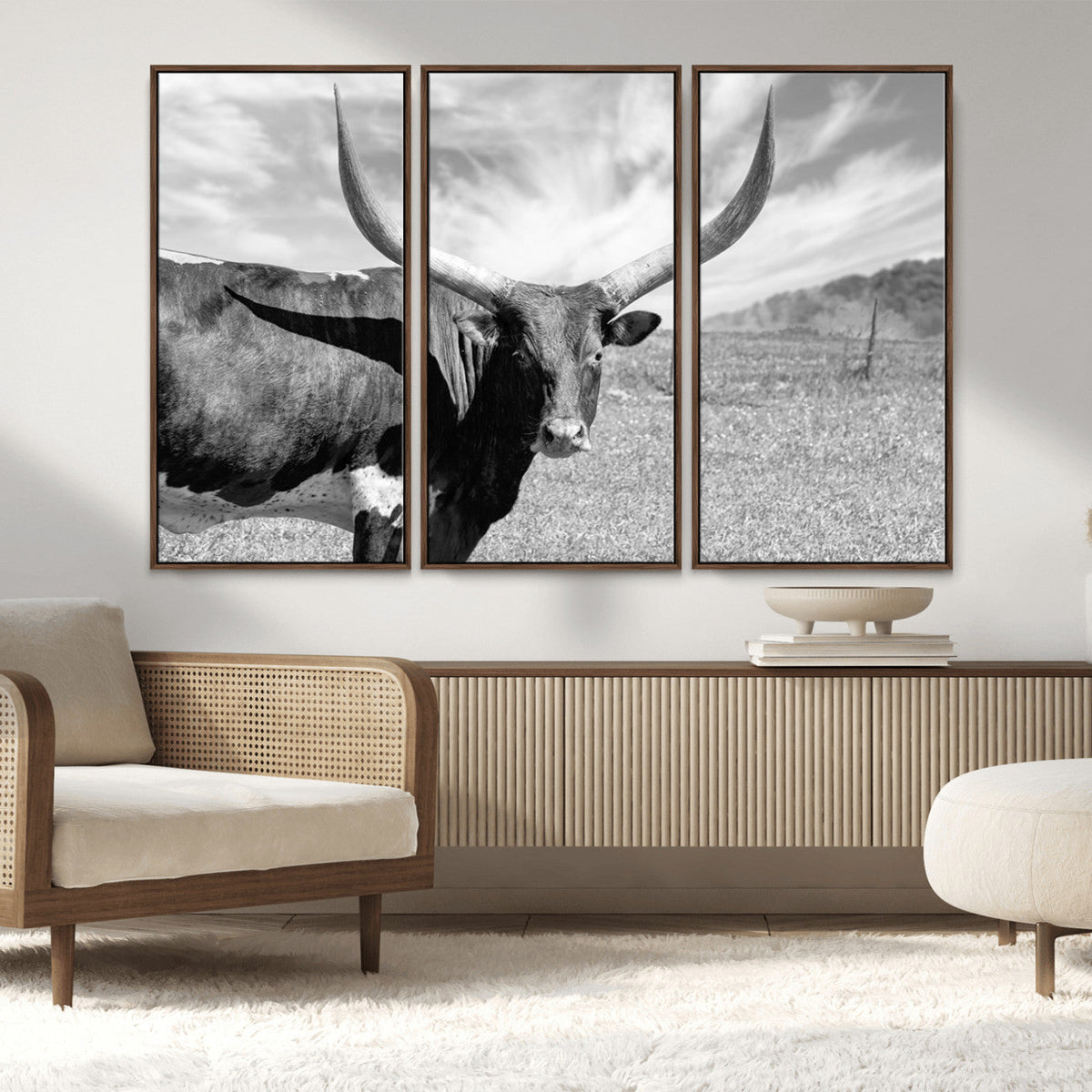 Cattle Wall Art Longhorn Cow Canvas Print