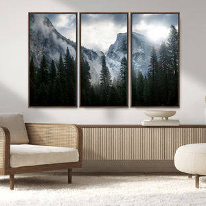 Yosemite National Park El Capitan Foggy Mountain Wall Art |