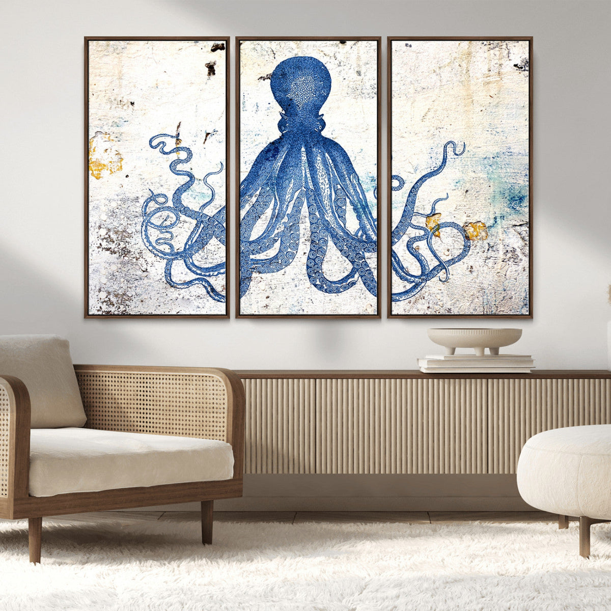 Octopus Canvas Wall Art | Coastal Marine Life Artwork for