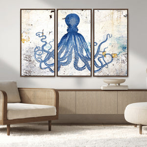 Octopus Canvas Wall Art | Coastal Marine Life Artwork for