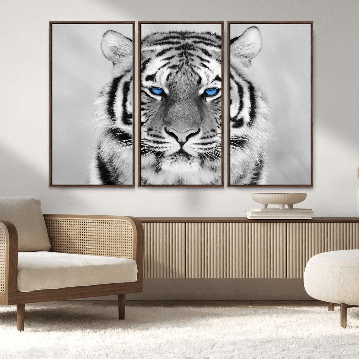 Black and White Tiger Wall Art Animal Canvas Print