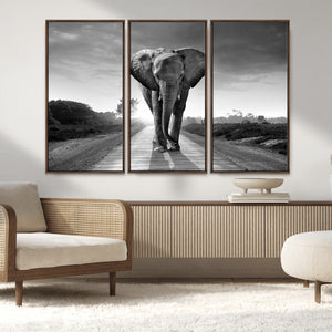 Black and White Elephant Wall Art Canvas Print