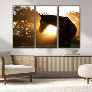 Horse at Sunset Wall Art Animal Canvas Print