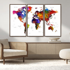 World Map Canvas Print – Detailed Map of the World Wall Art