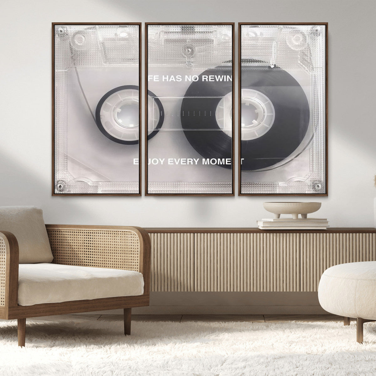 Vintage Cassette Tape Canvas Wall Art - Inspirational 'Life