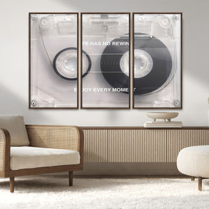 Vintage Cassette Tape Canvas Wall Art - Inspirational 'Life
