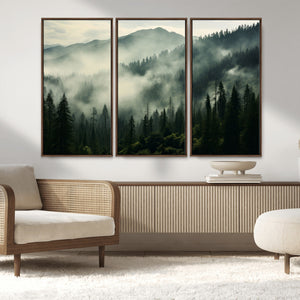 Captivating Misty Forest Wall Art Premium Canvas Print a
