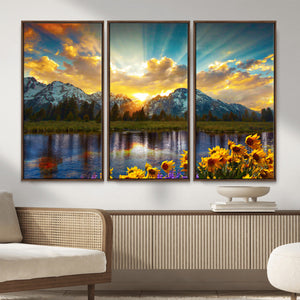 Grand Teton Park Sunrise Wall Art – Vibrant Landscape Canvas