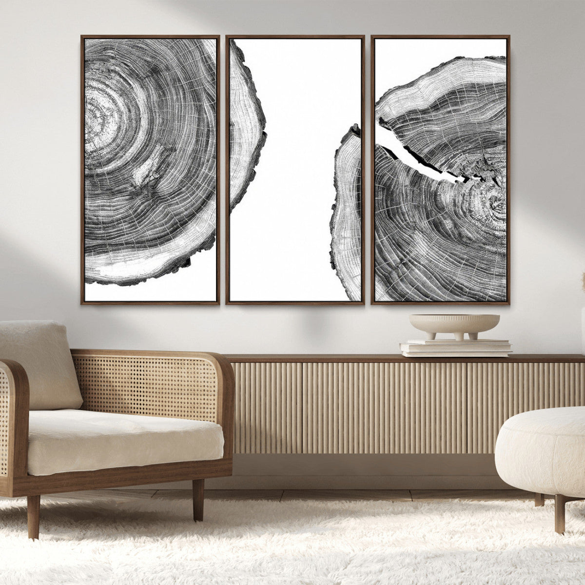 Abstract Large Tree Rings – Minimalist Black and White Wood