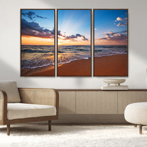 Golden Hour Beach Sunset Wall Art | Canvas Print | Ready to