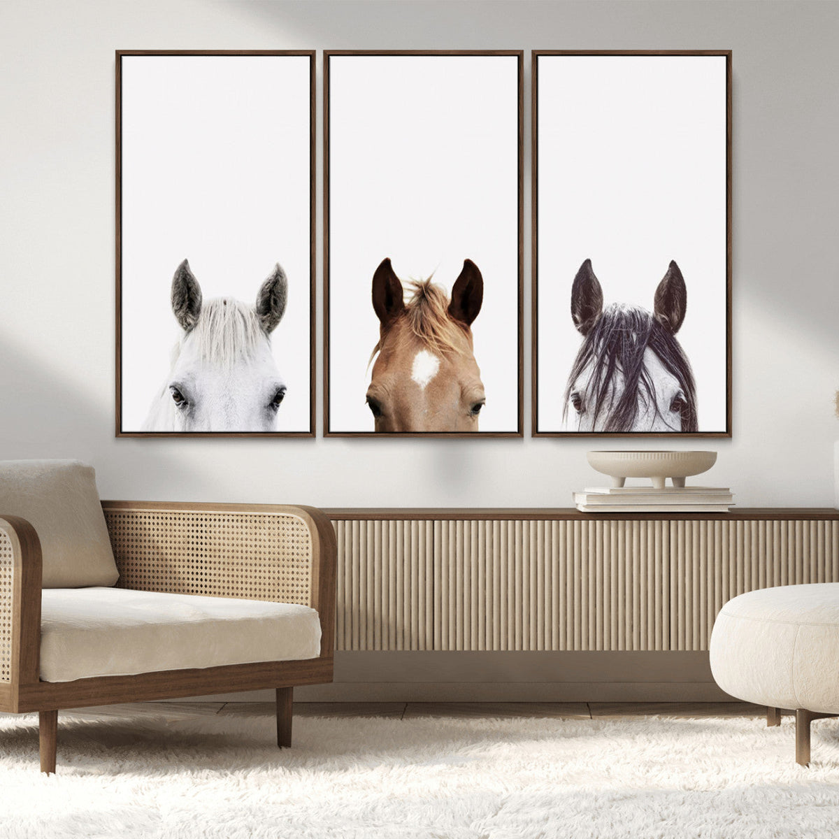 Horse Prints Set, Set of 3 Horse Wall Art, Horses Portraits,