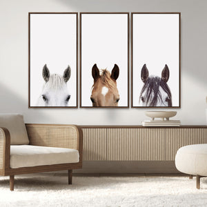 Horse Prints Set, Set of 3 Horse Wall Art, Horses Portraits,
