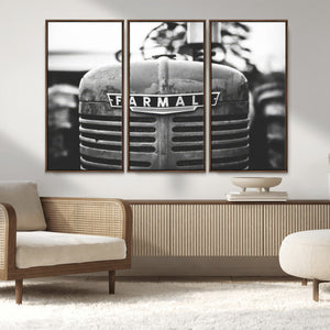 Vintage Farmall Tractor Wall Art Canvas Print, Rustic