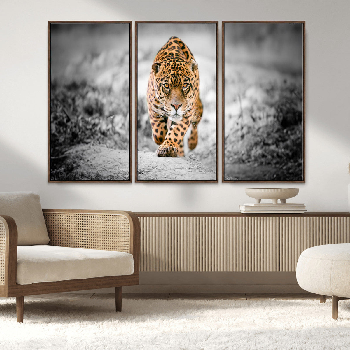 Jaguar Wall Art Canvas Print - Majestic Big Cat in Focused