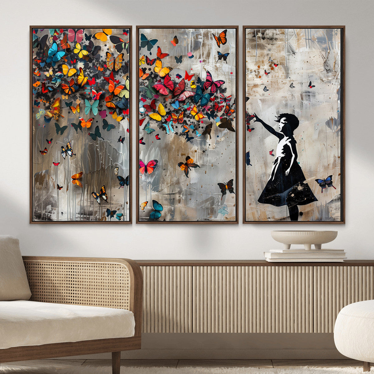 Banksy Wall Art - Banksy Girl and Butterfly Explosion Wall