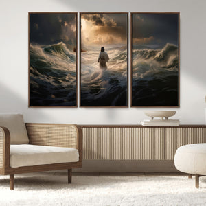 Jesus Walking on Water Wall Art Canvas Print - Religious