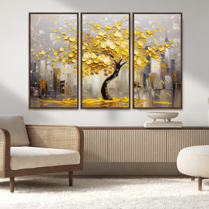 Golden Tree Canvas Print | Abstract Wall Art for Modern