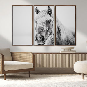 White Horse Wall Art | Ready to Hang and Framed | Winter