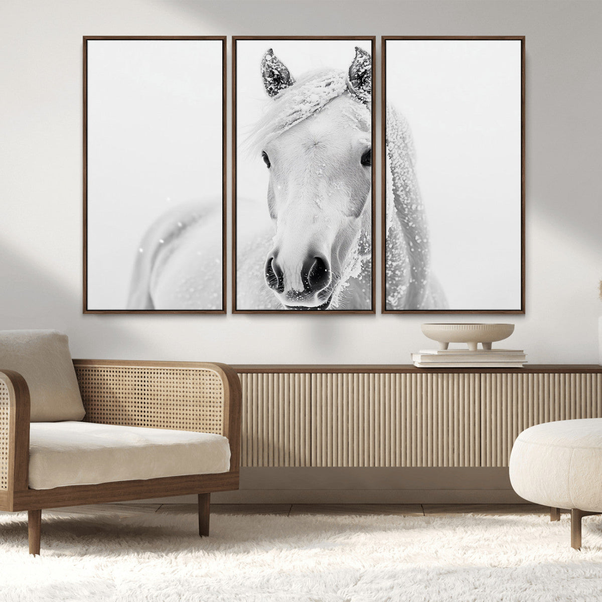 Majestic White Horse Wall Art | Ready to Hang and Framed |