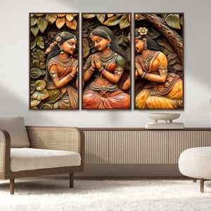 Indian Woman Statue Wall Art Canvas Print