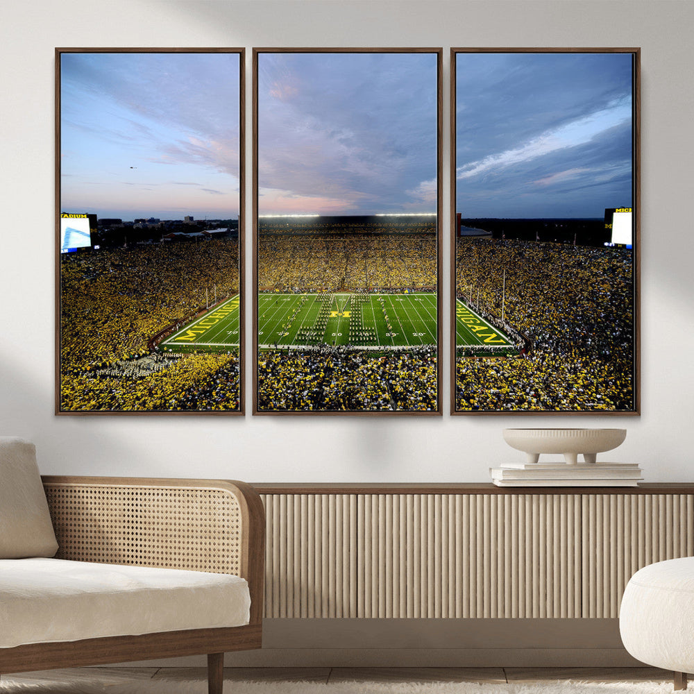 Michigan Stadium Wall Art Canvas Print, Vibrant Game Day
