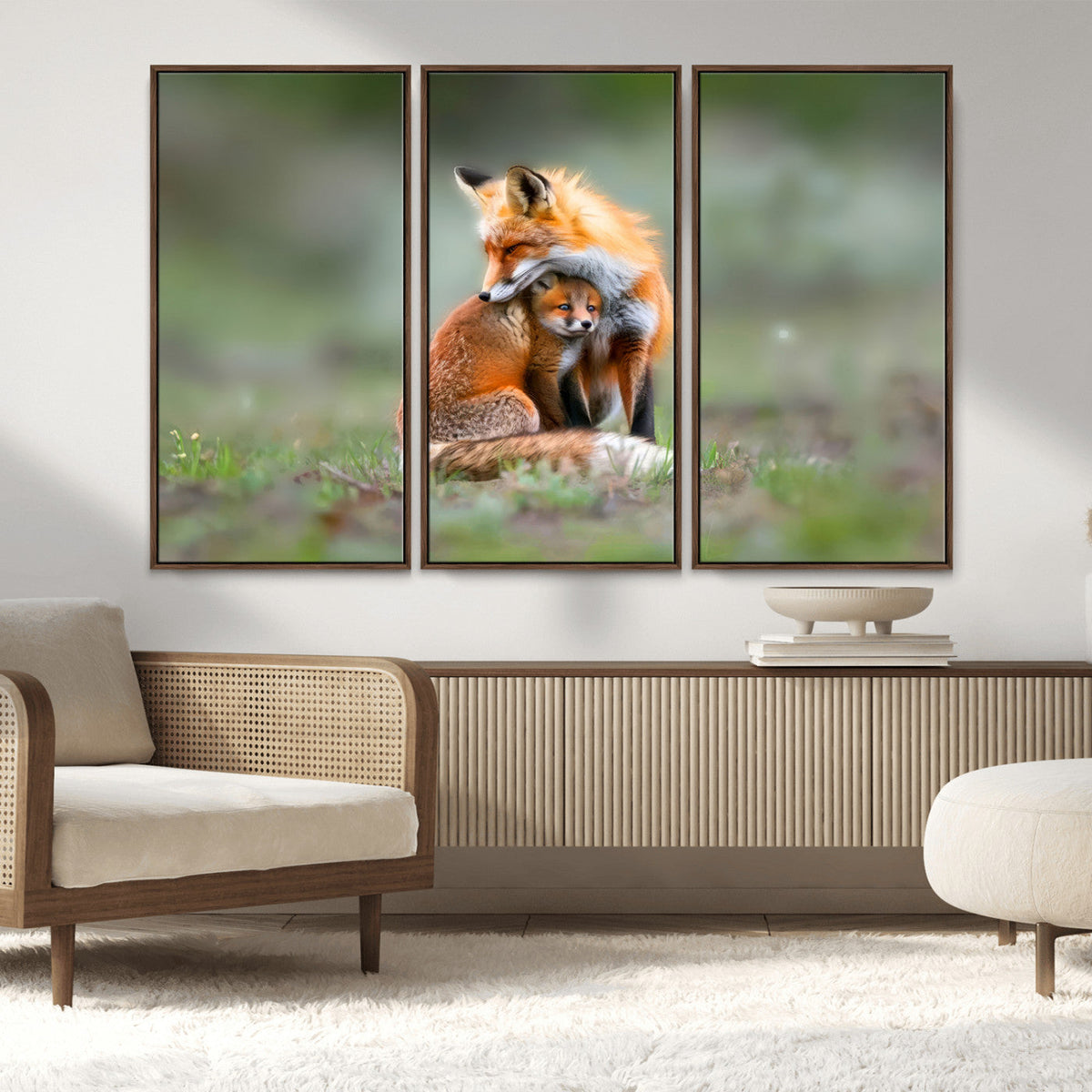 Heartwarming Fox and Baby Cub Wall Art | Ready to Hang