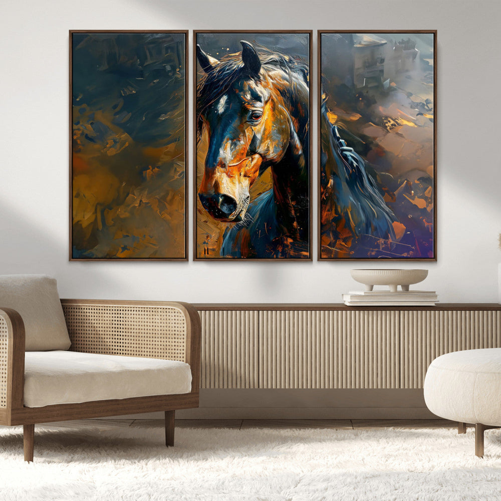 Abstract Horse Wall Art Canvas Print | Farmhouse Wall Decor