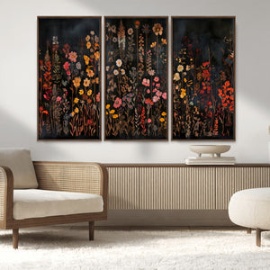 Large Floral Painting Print Illustration Flowers Canvas Wall