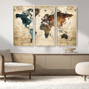 World Map Canvas Print – Detailed Map of the World Wall Art