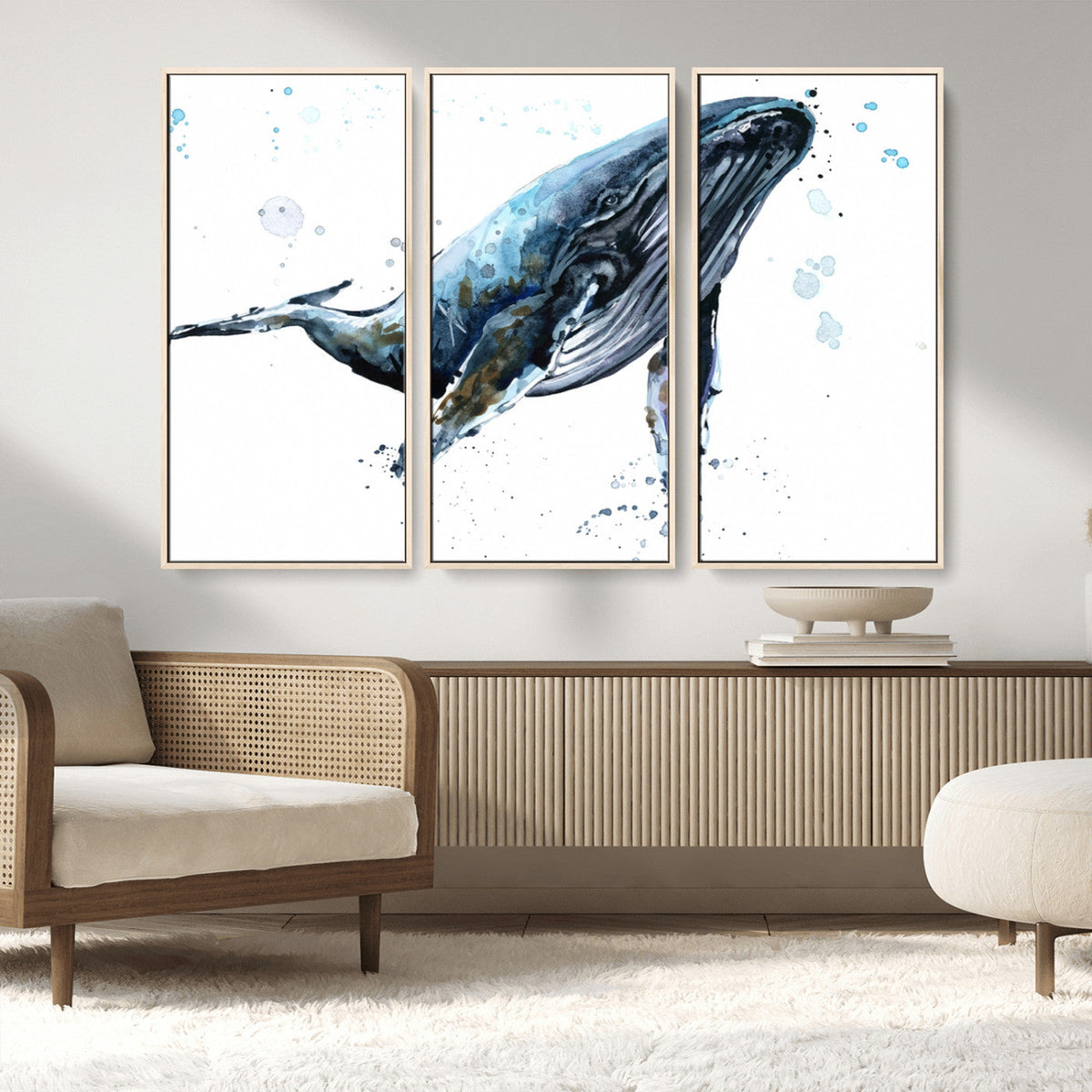 Watercolor Whale Wall Art Canvas Print