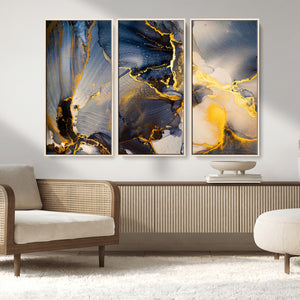 Large Abstract Wall Art Print -  Gold and Blue Abstract