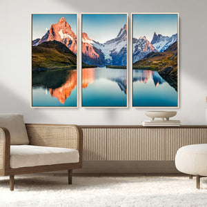Landscape Mountain and Lake View Wall Art Canvas Print