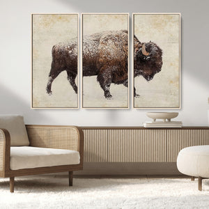 Buffalo Wall Art, Western Bison Canvas Print, Rustic Buffalo