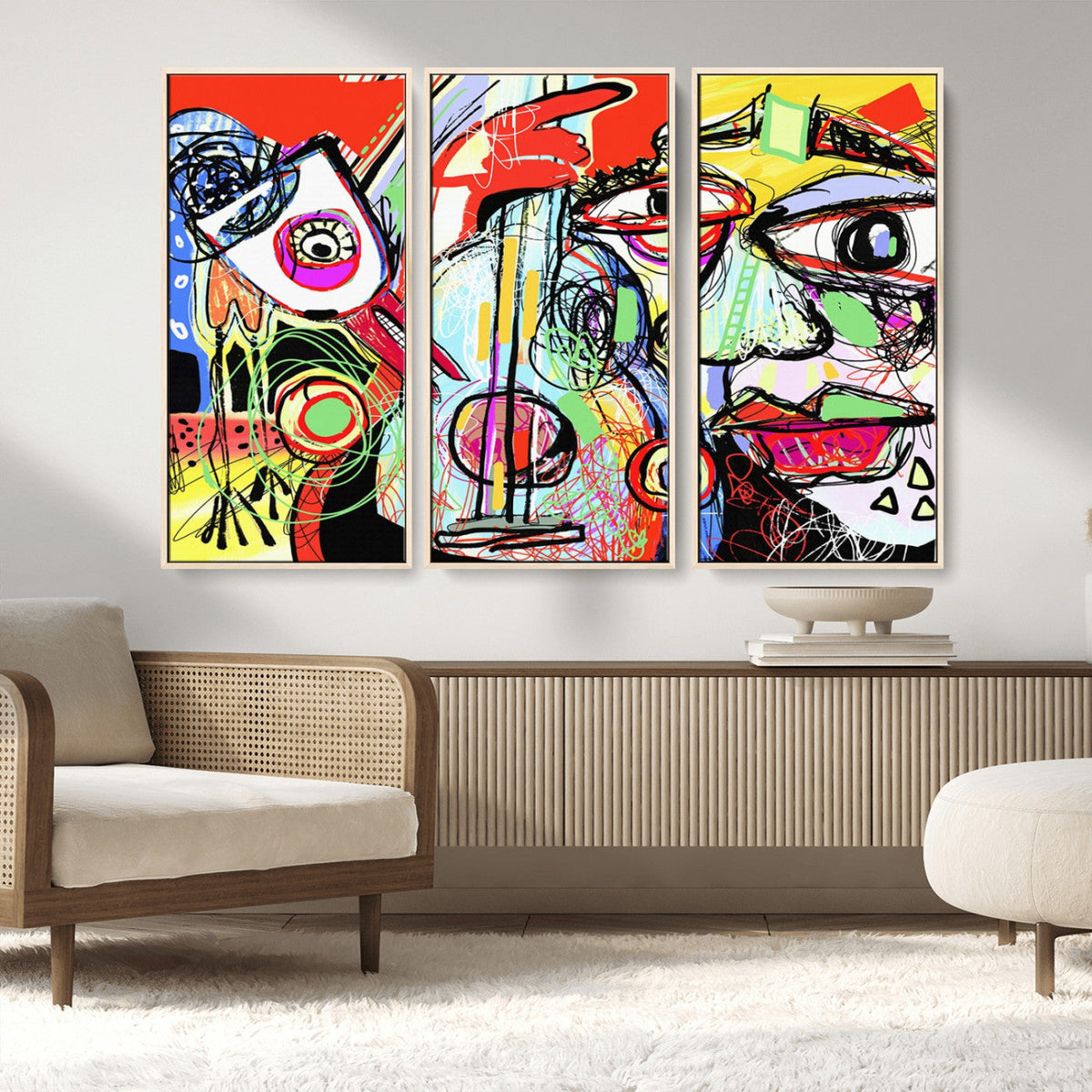 Picasso Style Art Abstract Canvas Wall Art Print , Colorful