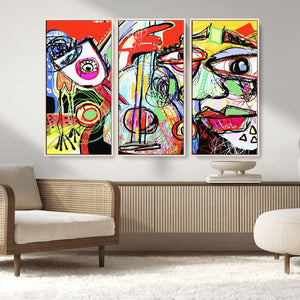 Picasso Style Art Abstract Canvas Wall Art Print , Colorful